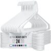 NEATERIZE Ultra Heavy Duty Plastic Clothes Hangers - White - Durable Coat, Suit and Clothes Hanger. Perchas De Ropa (24 Pack - White)