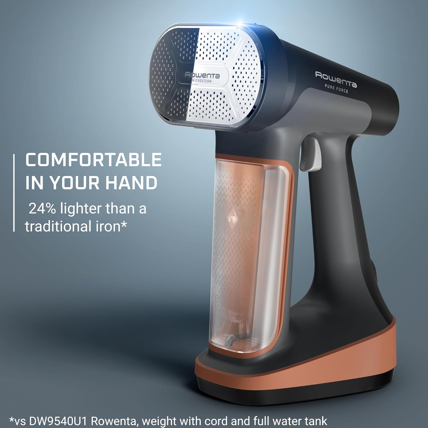 Rowenta Iron Steamer for Clothes, 3in1 Hand Held Steamers, Clothing Steamer, Ironing, 7.1 Oz Tank, 1875 Watts, Black & Copper