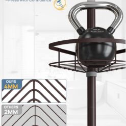 SEIRIONE Rustproof Shower Corner Caddy Organizer for Bathroom,Tension Pole with 4 Baskets,39.2 to 113 Inch Height, Bronze