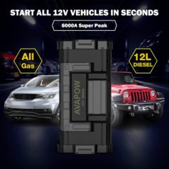 AVAPOW 6000A Car Battery Jump Starter (for All Gas or up to 12L Diesel) Powerful Car Jump Starter