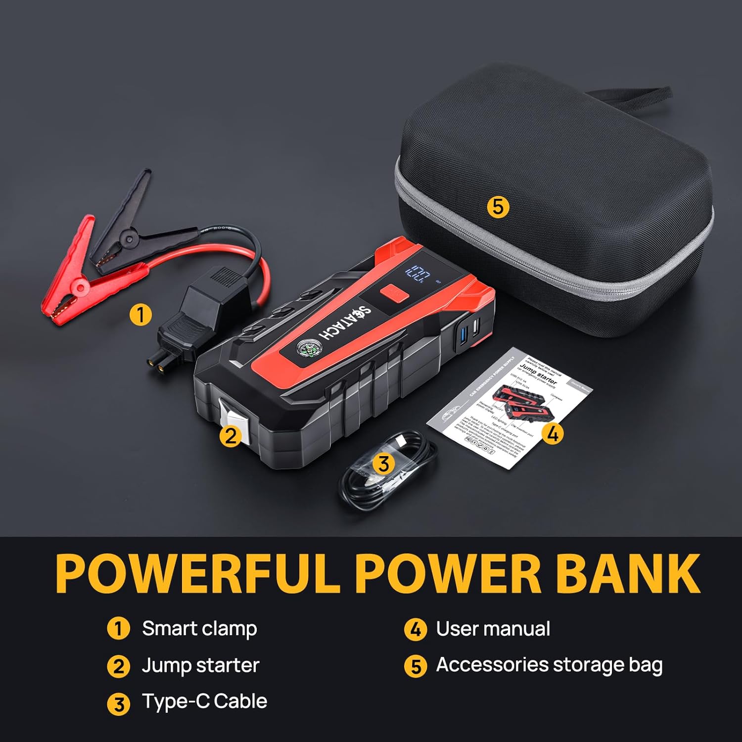 Scatach 011 3000A Car Battery Jump Starter,12V Jump Starter Battery Pack (up to 9.0L Gasoline and 7.0L Diesel Engine)