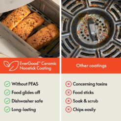 bella 4Qt Slim Air Fryer, Fits-anywhere Kitchenware, EverGood Ceramic Nonstick Coating, Adjustable Temperature, 3.3lb Capacity, Oatmilk