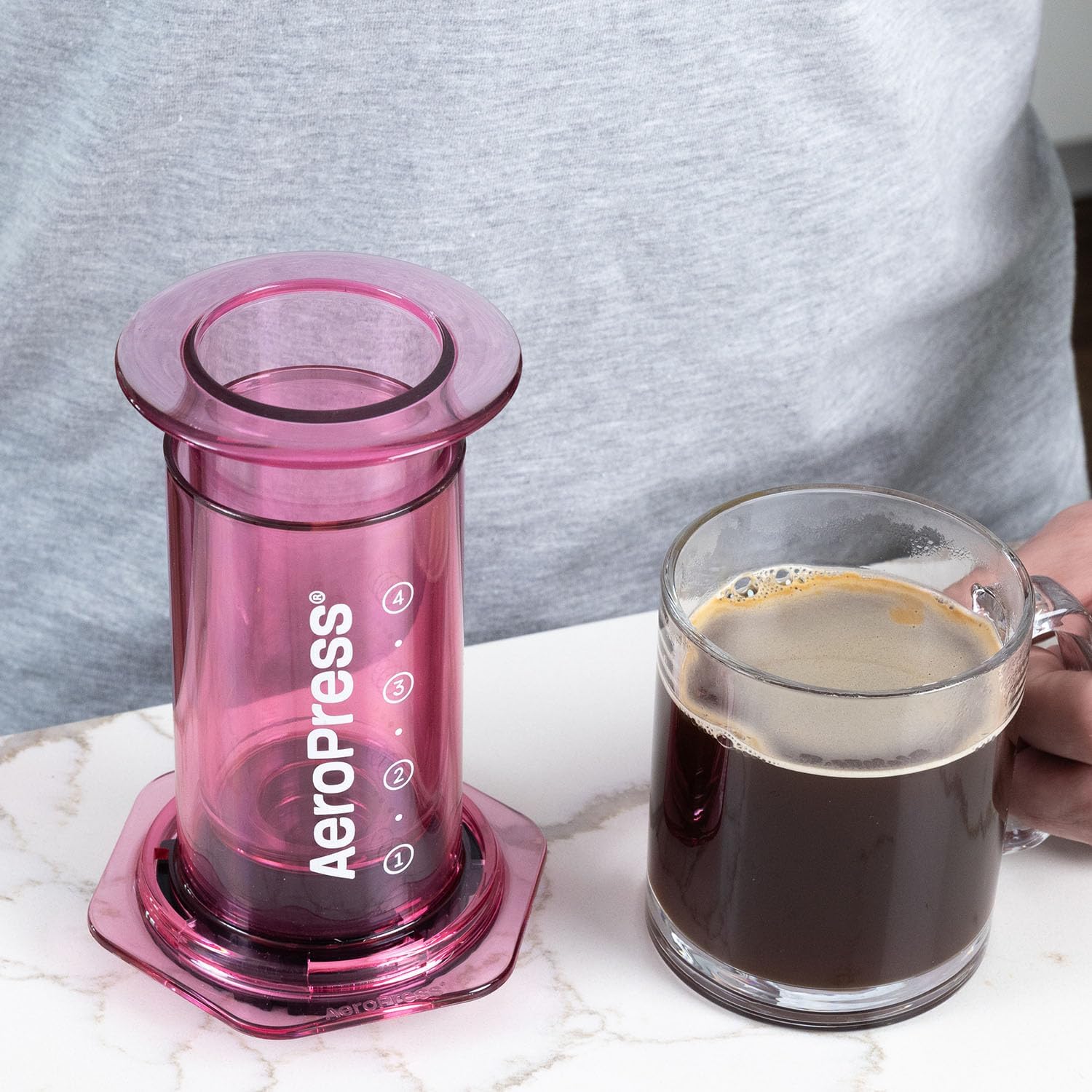 AeroPress Clear Pink Coffee Press – 3 In 1 Brew Method Combines French Press, Espresso, Pink