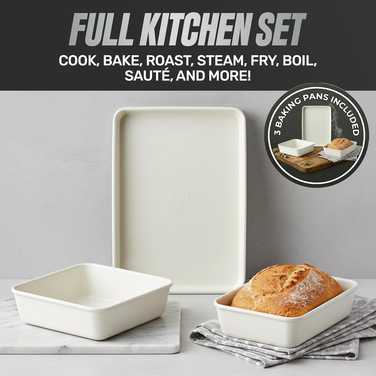 GOTHAM STEEL 20 Pc Ceramic Cookware Set Nonstick, Pots and Pans Set Non Stick for Kitchen - Image 4