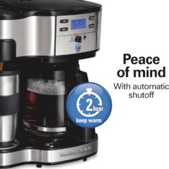 Hamilton Beach 2-Way 12 Cup Programmable Drip Coffee Maker & Single Serve Machine, Glass Carafe, Auto Pause and Pour, Black (49980R)