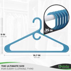 NEATERIZE Ultra Heavy Duty Plastic Clothes Hangers - Blue - Durable Coat, Suit and Clothes Hanger. Perchas De Ropa (24 Pack - Blue)