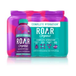 Roar Organic Electrolyte Infusions - USDA Organic - Blueberry Acai, Coconut Water Infused Beverage 18 Fl Oz (Pack of 12)