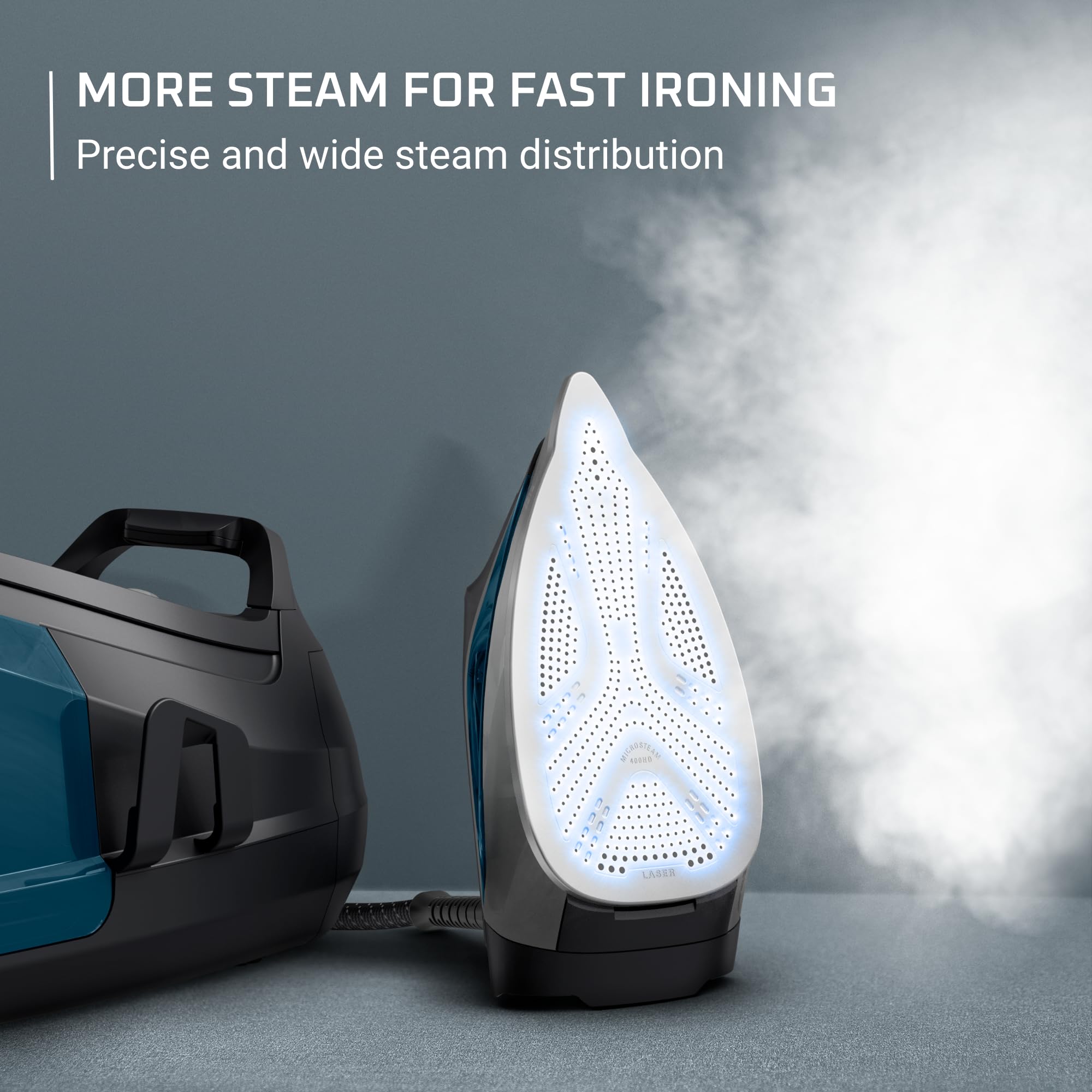 Rowenta Steam Iron for Clothes, Steam Pro Stainless Steel Soleplate, 1.1L Removable Tank, 1800W, Blue