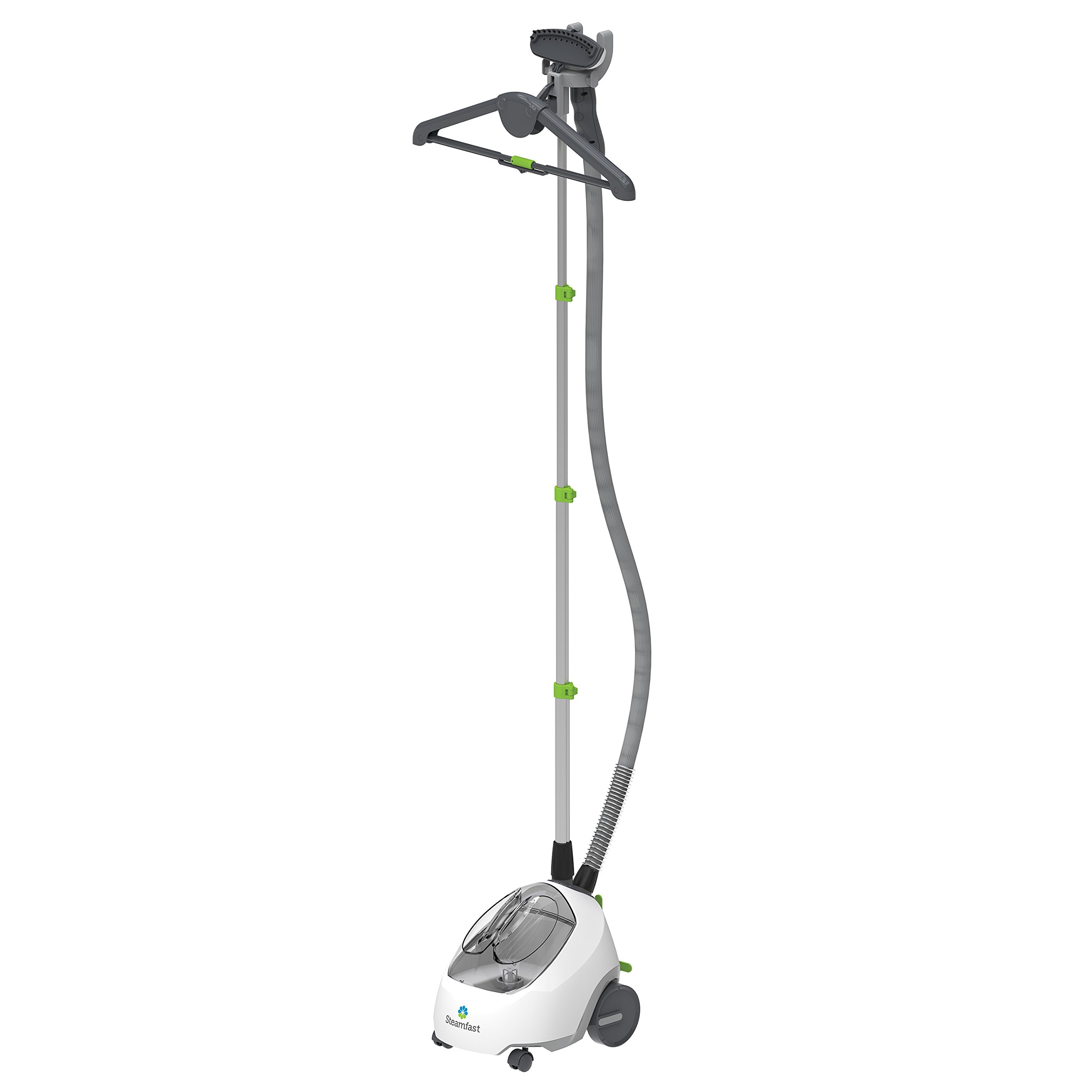 Steamfast SF-520 Full Size Fabric Steamer with Insulated Hose, Clothes Hanger, and Fabric Brush, White