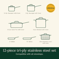 Cuisinart 12 Piece Cookware Set, MultiClad Pro Triple Ply, Silver, MCP-12N