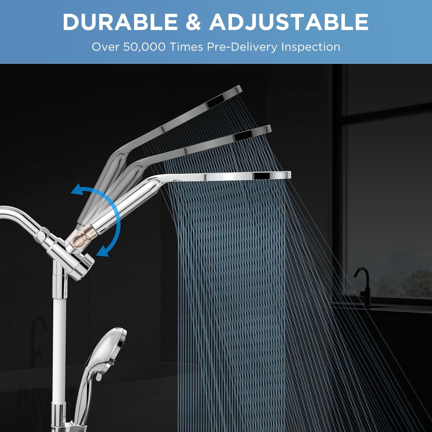 Dual Handheld Shower Head Combo, 2-in-1 Rain Shower Heads System 8 Inch Rainfall Shower Head, Chrome