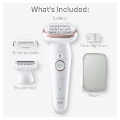 Braun Epilator Silk-épil 9, Hair Removal Device, Women Shaver & Trimmer, Pivoting Head, Wet and Dry Epilator, SES9-030