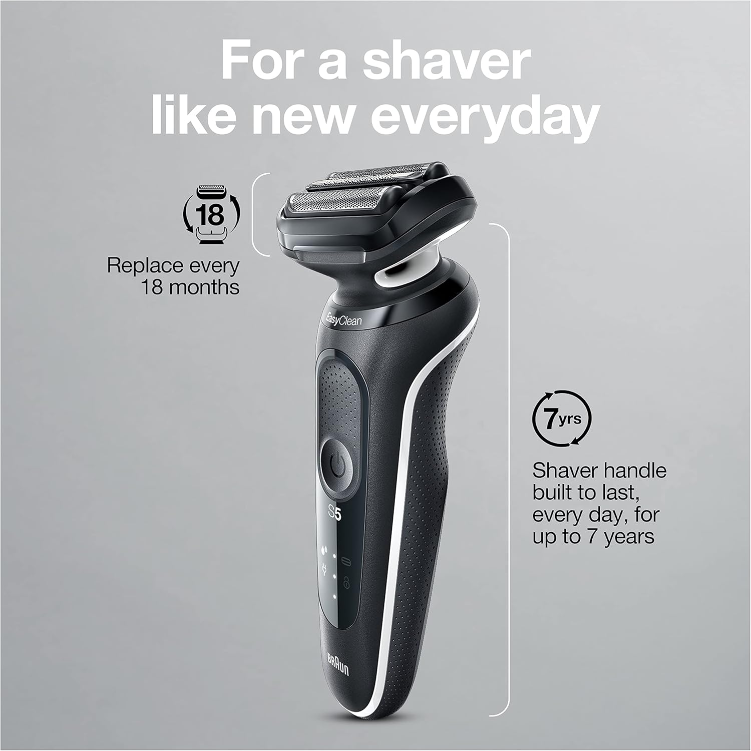 Braun Electric Razor for Men, Waterproof Foil Shaver, Series 5 5050cs, Wet & Dry Shave, Blue