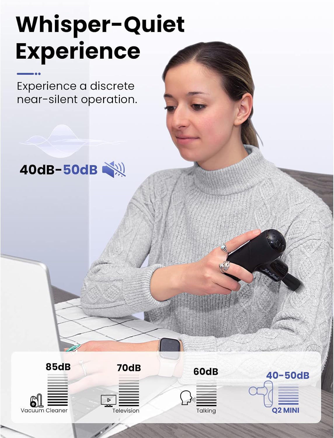 BOB AND BRAD Q2 Mini Massage Gun, Pocket-Sized Deep Tissue Massager Gun, Portable Percussion Muscle Massager Gun - Black