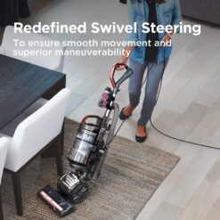 EUREKA Pet Upright Vacuum Cleaner for Home, Bagless Upright Vacuum Cleaner Swivel Steering, Red