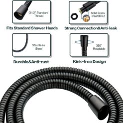 BRIGHT SHOWERS Four Spray Settings Shower Head Set Oil Rubbed Bronze and Black Finishing with 60
