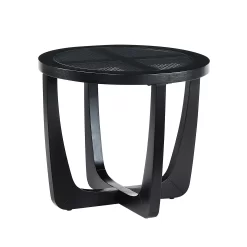 Beautiful Glass Rattan End Table, Black