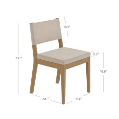 Nathan James Linus Modern Upholstered Dining Chair, Solid Rubberwood Legs in a Wire-Brushed Light Brown Finish