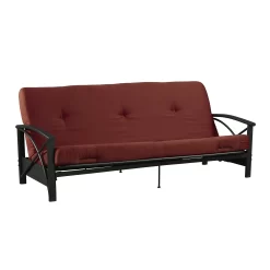 Mainstays 6 Inch Futon Mattress with Tufted Cover and Recycled Polyester Fill, Full, Ruby Red