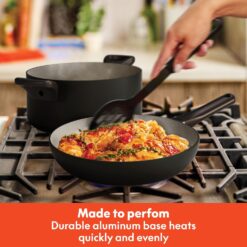 bella 21 Piece Kitchen Set with EverGood Ceramic Nonstick Coating, Dishwasher & Oven Safe, All Stovetops Compatible, Tempered Glass Lids & Cool Touch Handles, Black
