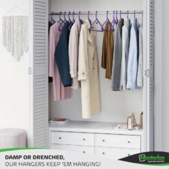 NEATERIZE Ultra Heavy Duty Plastic Clothes Hangers - Purple - Durable Coat, Suit and Clothes Hanger. Perchas De Ropa (24 Pack - Purple)