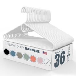 Neaties Heavy Duty Plastic Clothes Hangers Bulk, Jacket Coat Hangers, Thick Plastic Hanger for Closet and Clothing Hangars (36pk White)