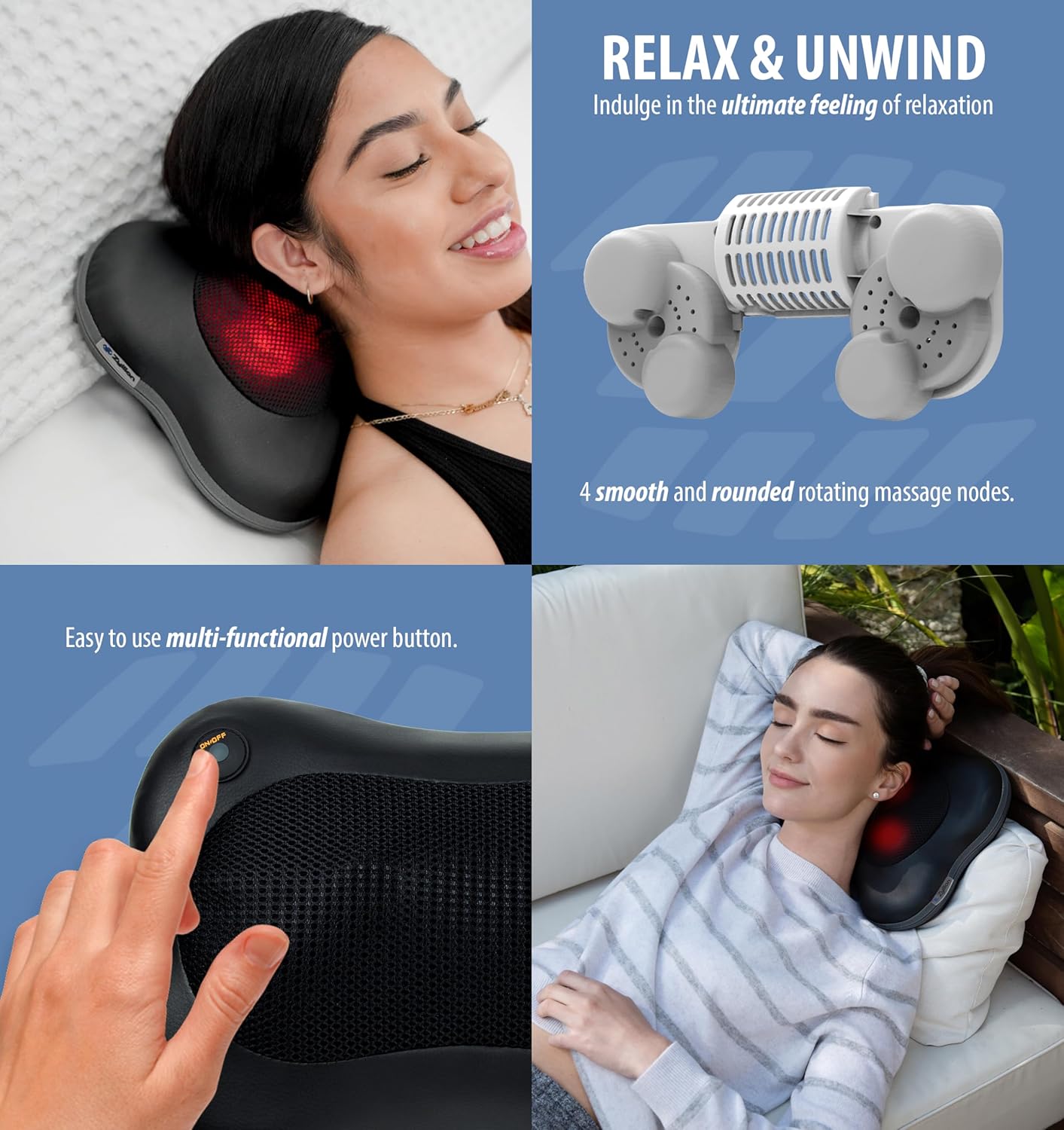 Zyllion Shiatsu Back and Neck Massager with Heat - 3D Kneading Deep Tissue Electric Massage Pillow - Black (ZMA-13)