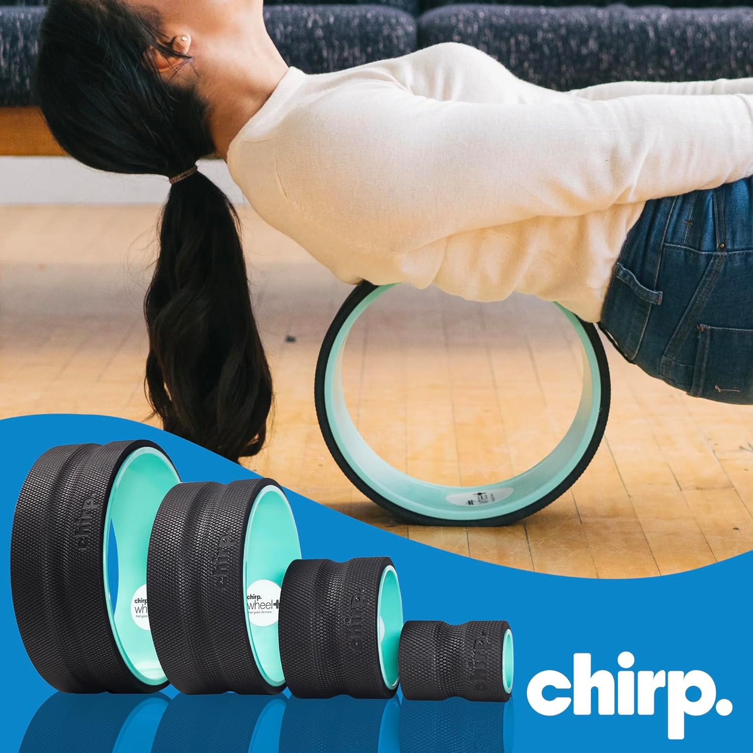 Chirp Wheel Foam Roller - Targeted Back Foam Roller for Neck & Back Pain Relief, Deep Tissue Muscle Massage