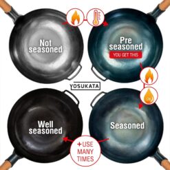 YOSUKATA Flat Bottom Woks & Stir Fry Pans- 13.5