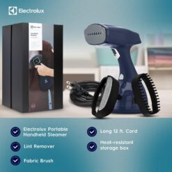 Electrolux Steamer for Clothes, 1500 Watt Portable Handheld Fabric and Garment Steamer with Lint Remover & Fabric Brush, Blue