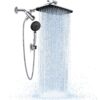Veken High Pressure Rain Shower Head Combo with Extension Arm- Wide Showerhead with 6 Handheld Water Spray - Silver Chrome