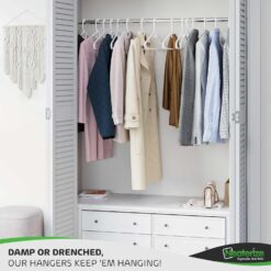NEATERIZE Ultra Heavy Duty Plastic Clothes Hangers - White - Durable Coat, Suit and Clothes Hanger. Perchas De Ropa (24 Pack - White)