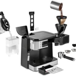 De'Longhi All-in-One Combination Coffee Maker & Espresso Machine + Advanced Adjustable Milk Frother, Black, COM532M