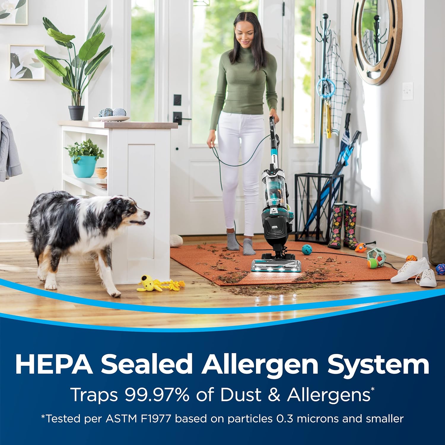Bissell MultiClean Allergen Rewind Pet Vacuum with HEPA Filter Sealed System, Automatic Cord Rewind, 3402