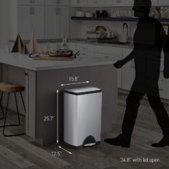 simplehuman 38 Liter, 10 Gallon Rectangular Kitchen Step Trash Can, Brushed Stainless Steel