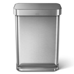 simplehuman 55 Liter, 14.5 Gallon Rectangular Hands-Free Kitchen Step Trash Can with Soft-Close Lid, Brushed Stainless Steel