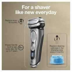 Braun Electric Razor for Men, Series 9 Pro 9465cc Wet & Dry Electric Foil Shaver with ProLift Beard Trimmer, Noble Metal
