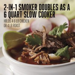 WESTON BRANDS 2-in-1 Indoor Electric Smoker & Programmable Slow Cooker, 6 Quart, With 3-Tier Smoking Rack for Meat, Black