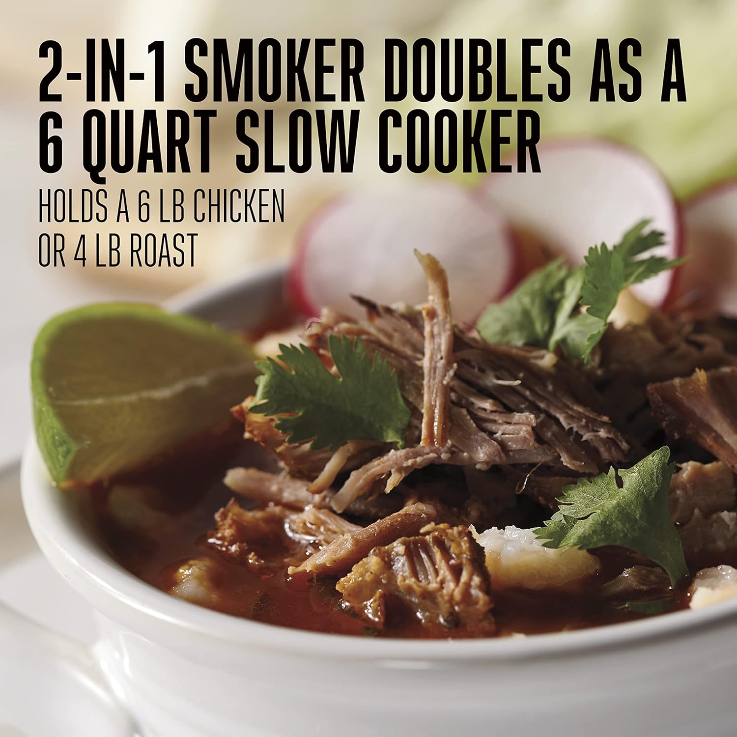 WESTON BRANDS 2-in-1 Indoor Electric Smoker & Programmable Slow Cooker, 6 Quart, With 3-Tier Smoking Rack for Meat, Black