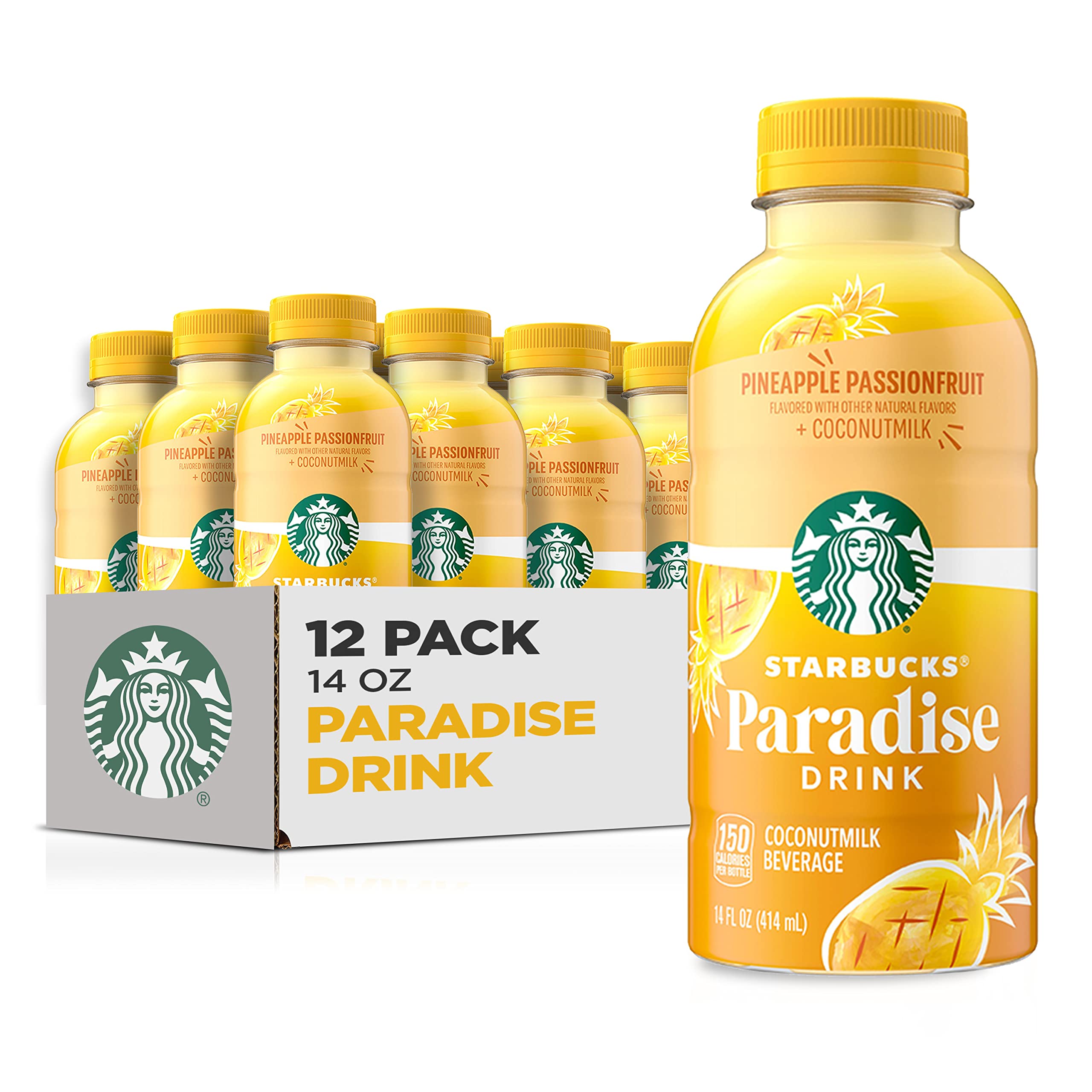 Starbucks Paradise Drink, Pineapple Passionfruit with Coconut Milk, 14oz Bottles (12 Pack)