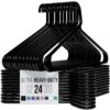 NEATERIZE Ultra Heavy Duty Plastic Clothes Hangers - Black - Durable Coat, Suit and Clothes Hanger. Perchas De Ropa (24 Pack - Black)
