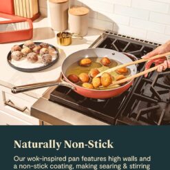 Caraway Non-Stick Stir Fry Pan - 12” Wok-Inspired Pan - Free From Forever Chemicals - High-Sloped Walls - Stainless Steel Handles - Navy