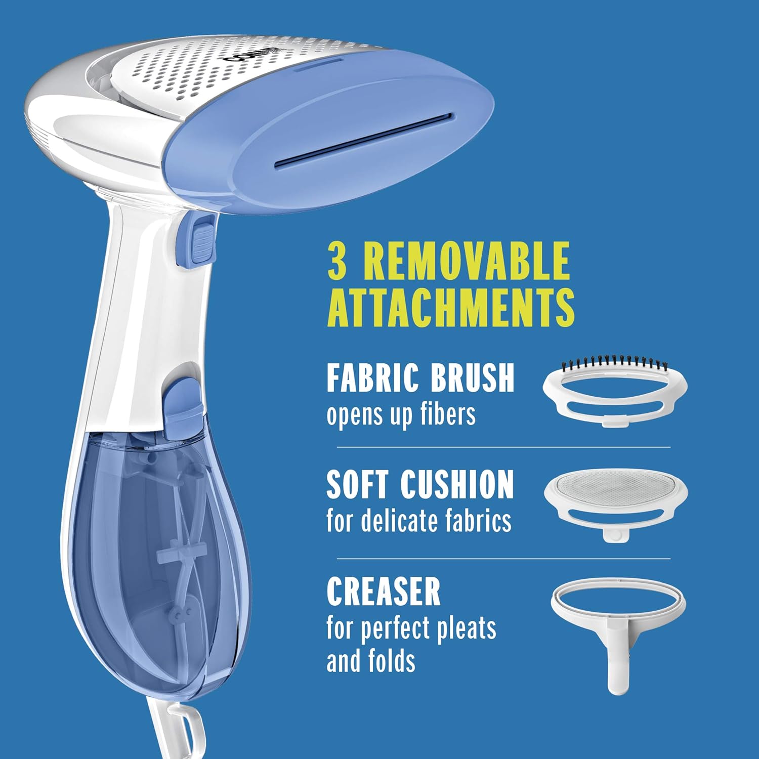 Conair Handheld Garment Steamer for Clothes, ExtremeSteam 1200W, Portable Handheld Design, White/Blue