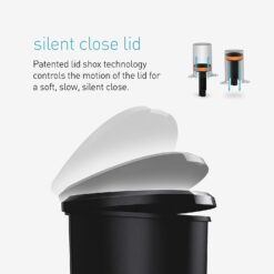 simplehuman 50 Liter, 13 Gallon Semi-Round Kitchen Step Trash Can with Secure Slide Lock, Mocha Plastic