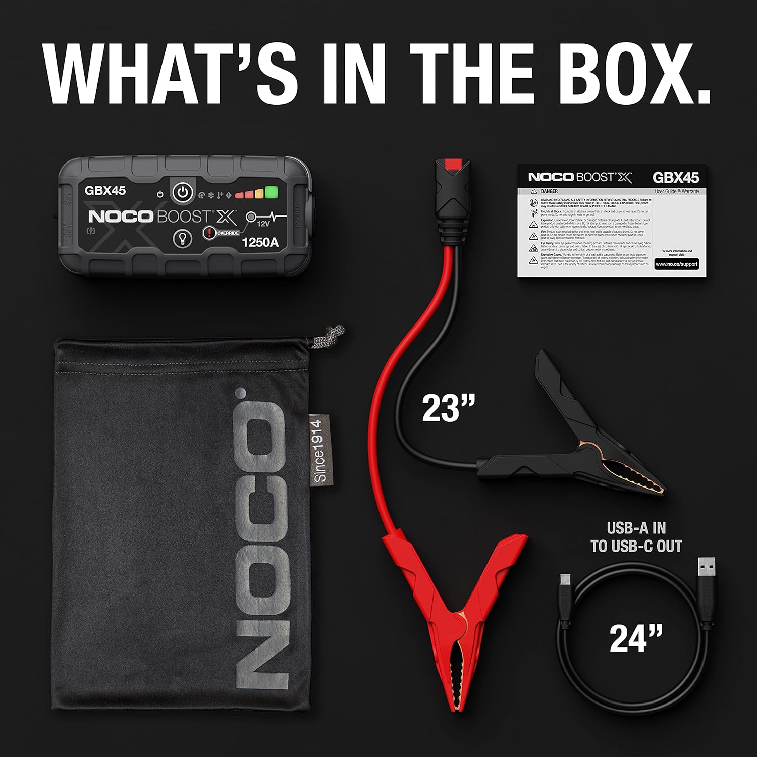 NOCO Boost X GBX45 1250A 12V UltraSafe Portable Lithium Jump Starter, Car Battery Booster Pack
