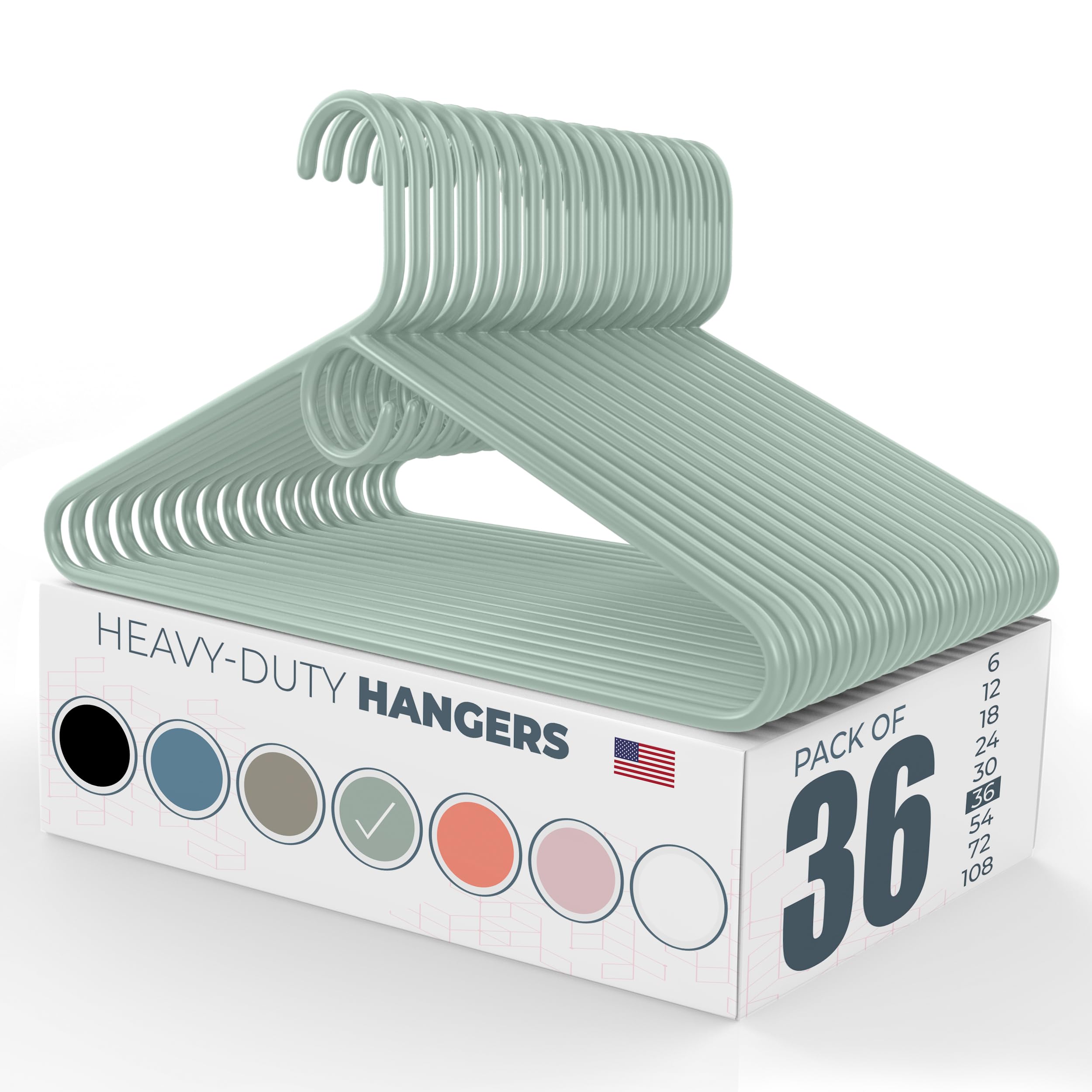 Neaties Heavy Duty Plastic Clothes Hangers Bulk, Strong Plastic Hangers, Jacket Coat Hangers (36pk Mint)