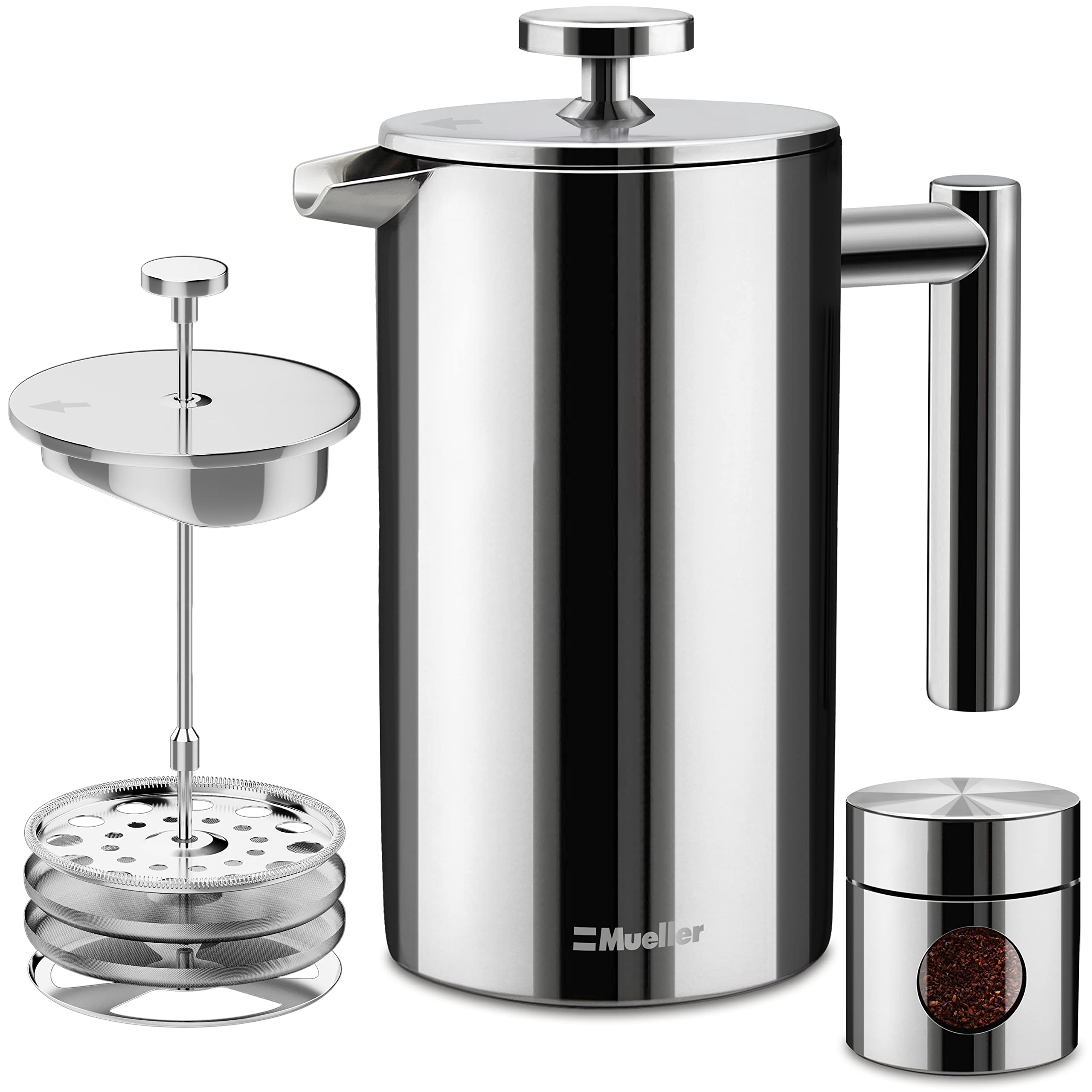 Mueller French Press Coffee Maker 34oz, Stainless Steel French Press Coffee, Dishwasher Safe Coffee Pot
