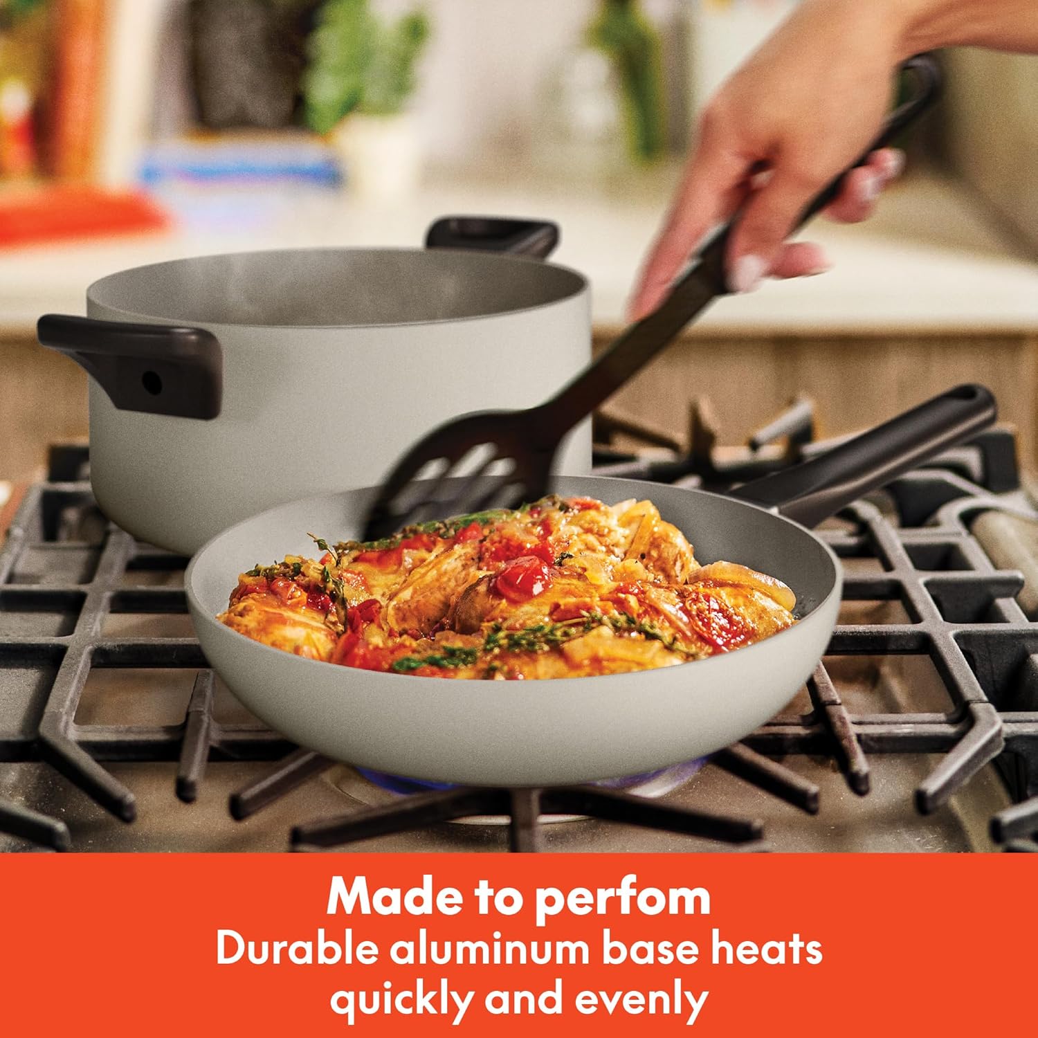 bella 21 Piece Kitchen Set with EverGood Ceramic Nonstick Coating, Dishwasher & Oven Safe, All Stovetops Compatible, Tempered Glass Lids & Cool Touch Handles, Oatmilk
