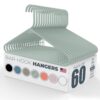 Neaties Strong Plastic Clothes Hangers Bulk, Laundry Clothes Hanger, Coat Hangers Plastic (60pk Mint)