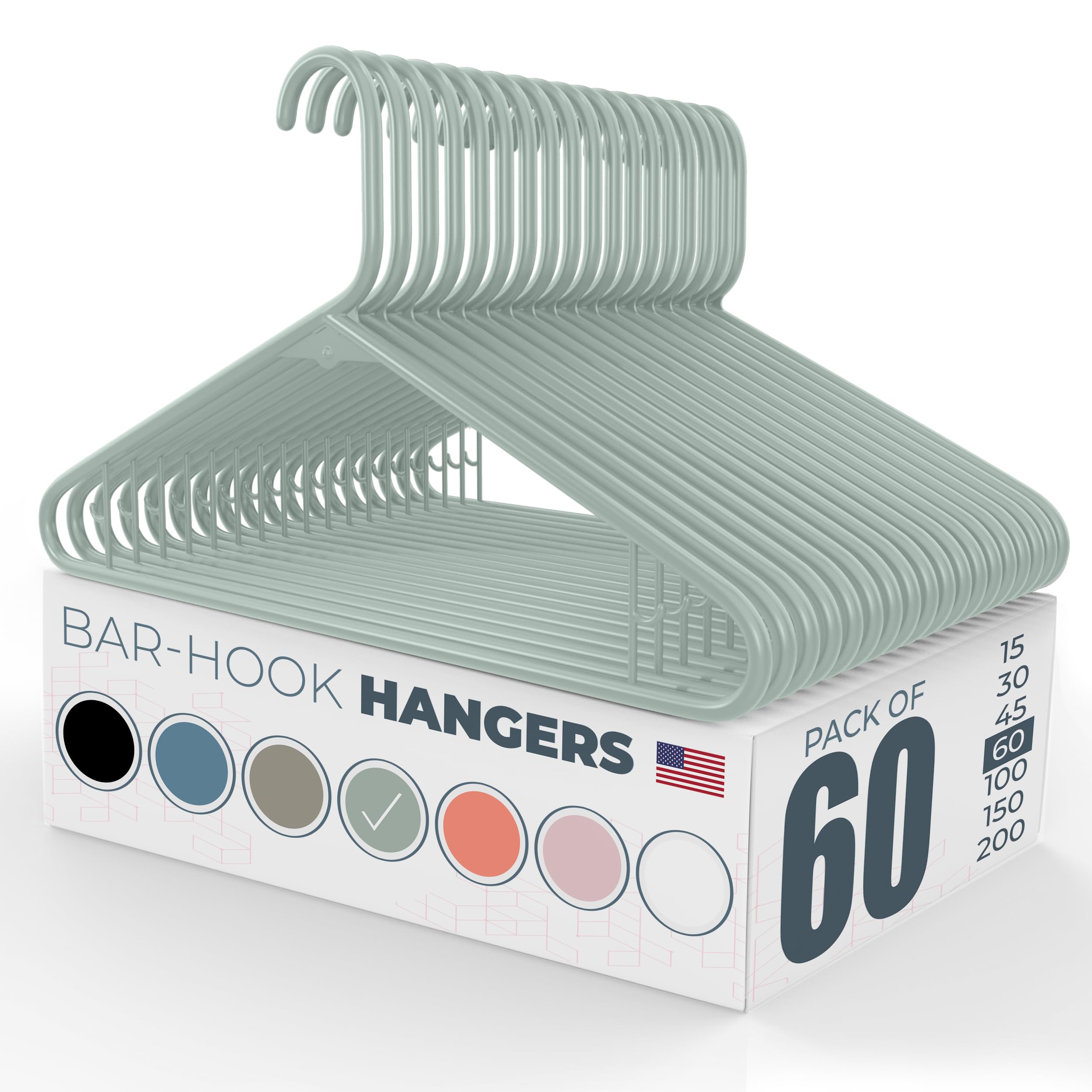 Neaties Strong Plastic Clothes Hangers Bulk, Laundry Clothes Hanger, Coat Hangers Plastic (60pk Mint)
